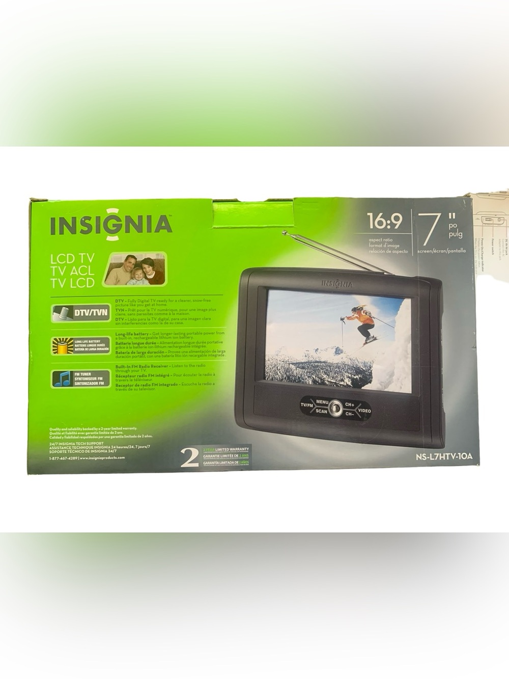 Insignia 7” NS-L7HTV-10A‎ LCD TV 16:9 Aspect Ratio Open Box